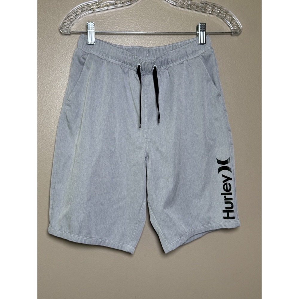 Hurley Boys 4 Way Stretch Shorts Gray Bermuda Size 14/16 Activewear